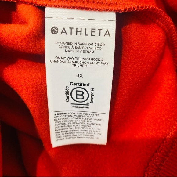 ATHLETA On My Way Triumph Zip-Up Hoodie Organic Cotton Orange Rust Size 3X - Picture 14 of 15